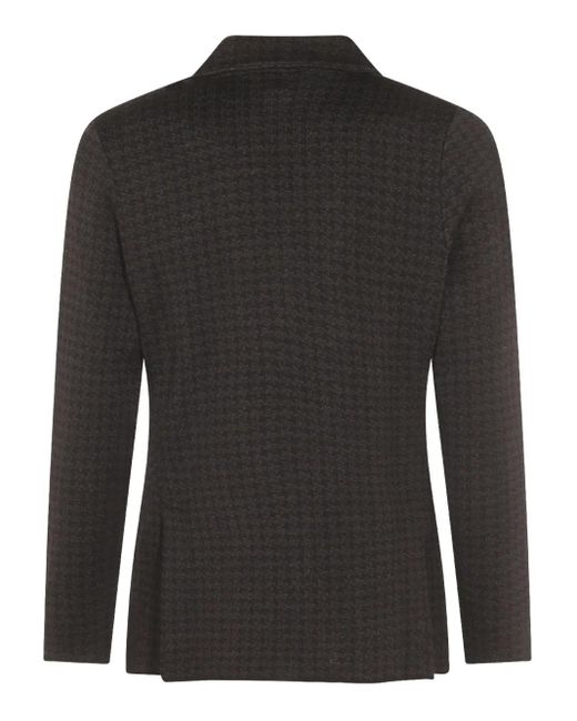 Lardini Black Houndstooth-Pattern Double-Breasted Blazer for men