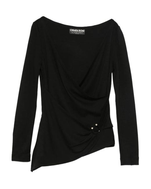 La Petite Robe Di Chiara Boni Black Asymmetric Blouse