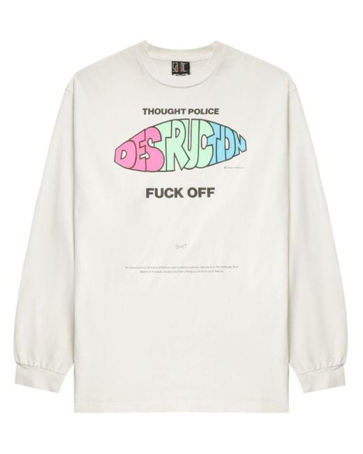 SAINT Mxxxxxx White Text-print Cotton Sweatshirt for men