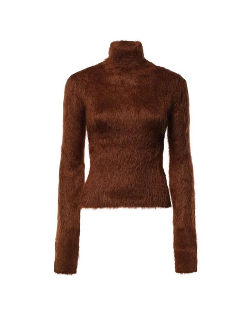 Dondup Brown Brushed-Effect Roll-Neck Sweater