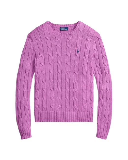 Polo Ralph Lauren Purple Cable-Knit Cotton Sweater