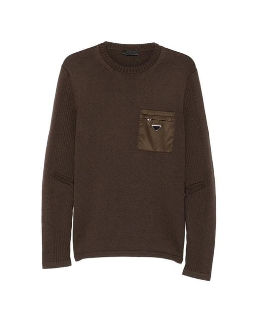 Prada Brown Wool Sweater for men