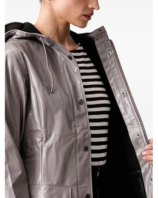 Rains Gray Curve Belted Hooded Jacket
