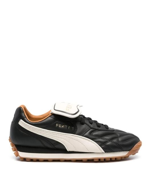 Fenty Black X Avanti Logo-Print Leather Sneakers