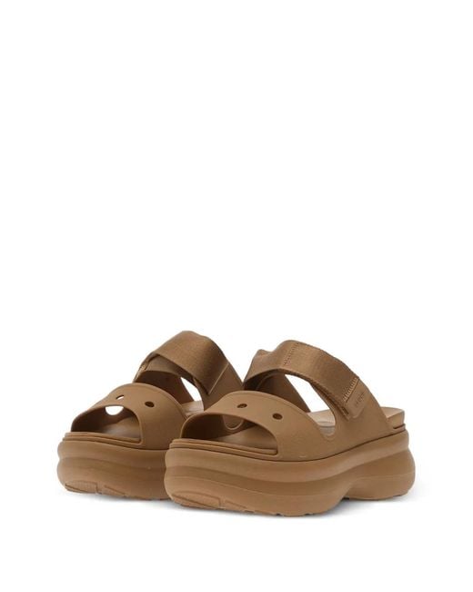 CROCSTM Brown Soho Two Platform Touch-Strap Sandals