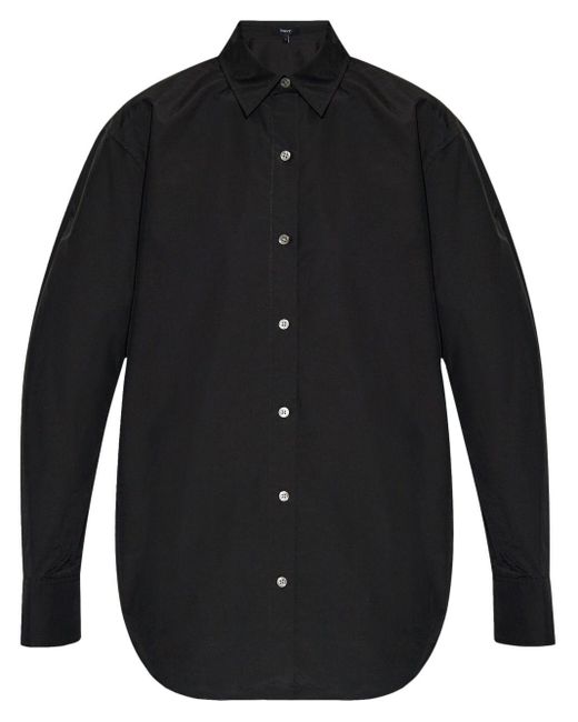 Theory Black Long-Sleeve Button-Up Shirt