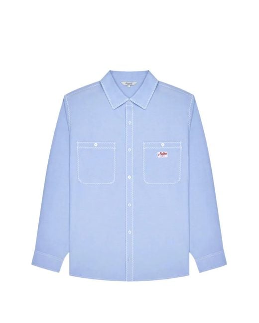 Malbon Golf Blue Benchmark Zig-Zag-Stitch Shirt for men