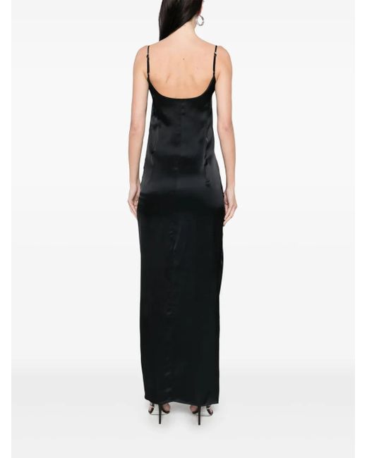 Robe En Satin À Coupe Longue The Attico en coloris Black