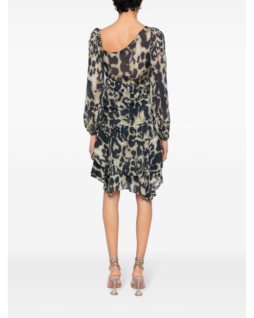 IRO Gray Kleid mit Leoparden-Print