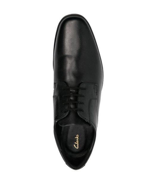Clarks Black Howard Walk Leather Shoes for men