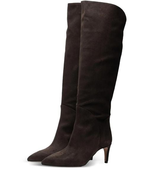 Poche Paris Black Pointed-Toe Knee-High Boots