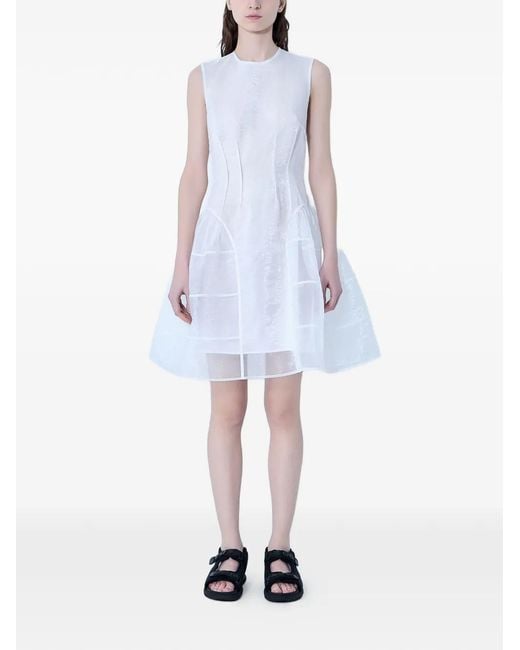 CECILIE BAHNSEN White Cbclaudie Panel-Sheer Mini Dress