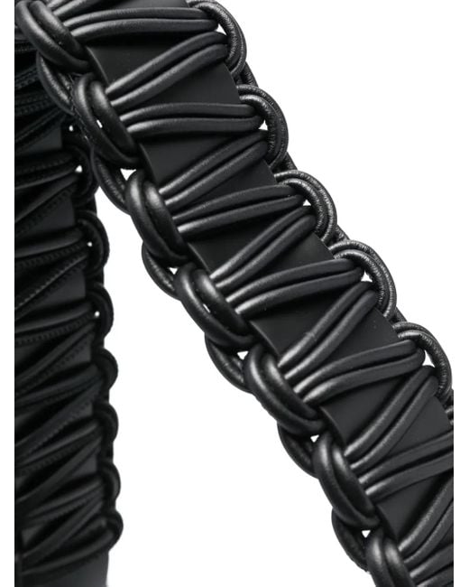 Kara Black Lattice Leather Tote Bag