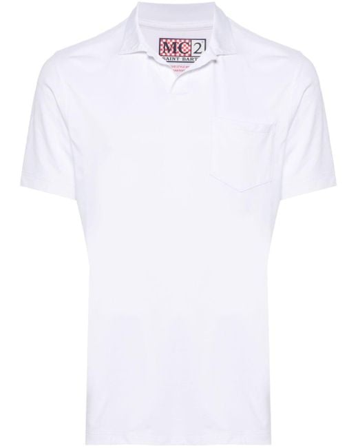 Mc2 Saint Barth White Camber Split-neck Polo Shirt for men