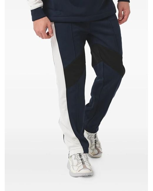 HUGO Blue Panelled Logo-Patch Track Pants for men