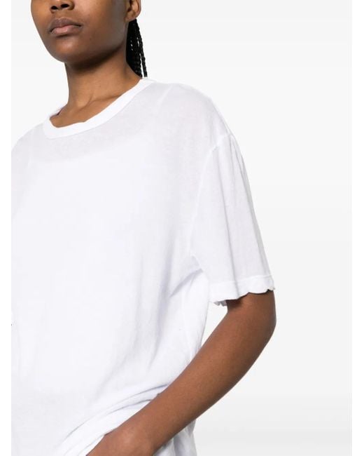 James Perse White Scallop-Edge Cotton T-Shirt