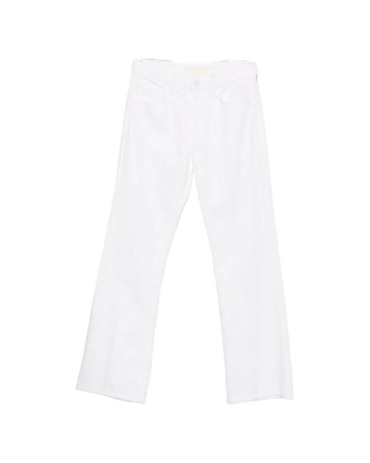 Mother White High-Waisted Flared-Leg Jeans