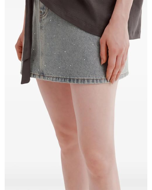 B+ AB Gray Minijupe Ornée De Cristal Et Sequins