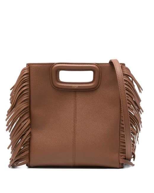 Maje Brown Fringe Handle Tote Bag