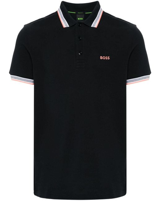 Boss Poloshirt Met Geborduurd Logo in het Black voor heren