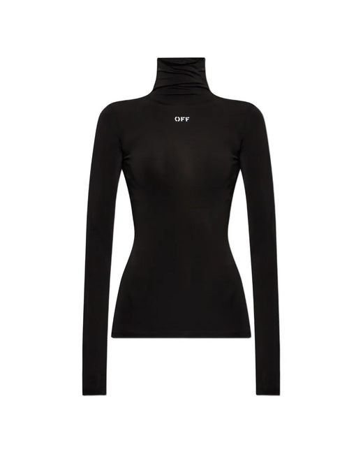 Off-White c/o Virgil Abloh Black Logo-Print High-Neck Top