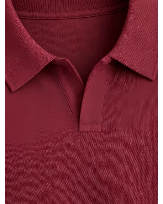Franzese Collection Red Ribbed V-Neck Cotton Polo Shirt for men