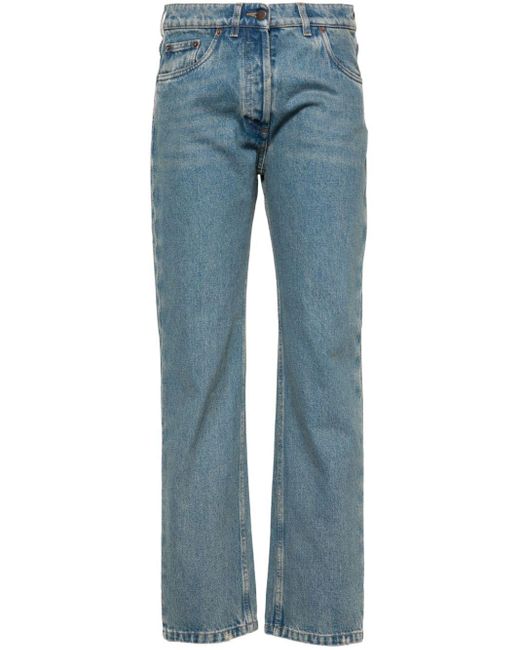 Prada Blue Mid-rise Straight-leg Jeans