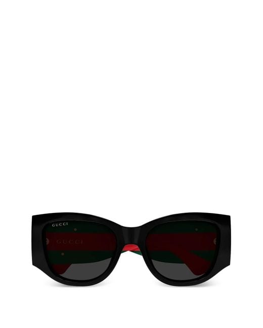 Gucci Black Stripe Logo Geometric Sunglasses