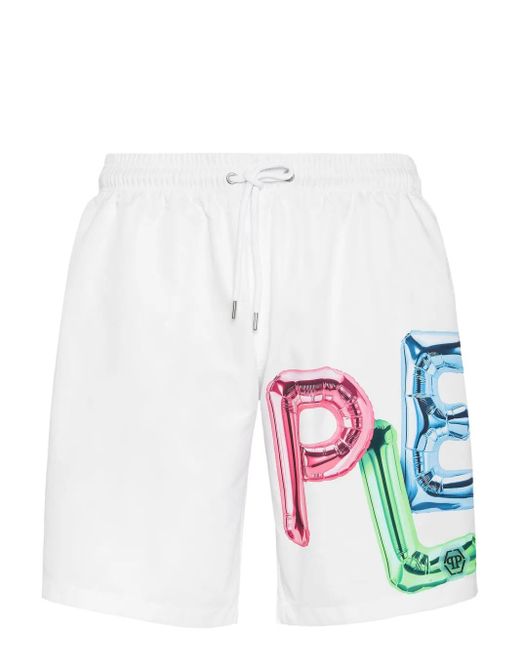 Short De Bain À Motif Graffiti Philipp Plein pour homme en coloris White
