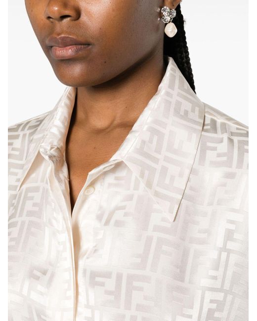 Fendi White Silk Shirt With Ff Motif