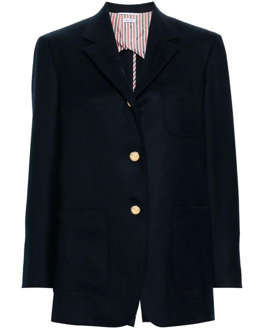 Thom Browne Blue Single-Breasted Wool Blazer