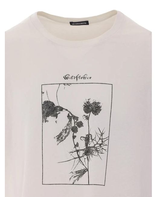 Ann Demeulemeester White Floral-Print T-Shirt for men