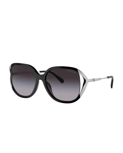 COACH Black Gradient-Lens Round-Frame Sunglasses