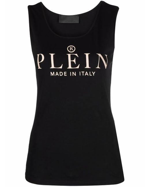 Philipp Plein Black Logo-Print Tank Top