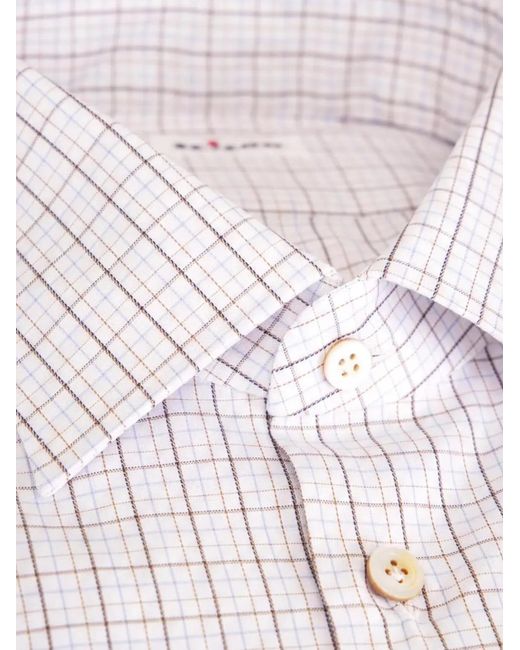 Kiton White Check-Pattern Shirt for men