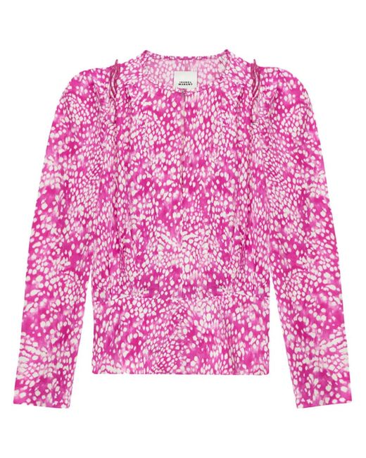 Isabel Marant Pink Zarga Abstract-Print Bluse