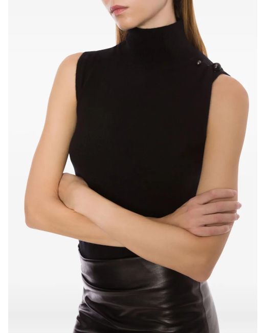 Alberta Ferretti Black Cashmere Top With A Funnel Neck