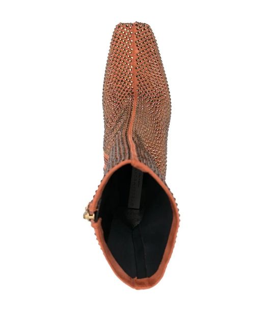 Stella McCartney Brown Crystal Cowboy Ankle Boots