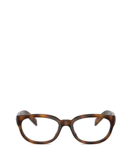 Prada Brown Tortoiseshell-Effect Rectangle-Frame Glasses