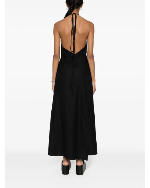 Baserange Black Ligo Silk Midi Dress