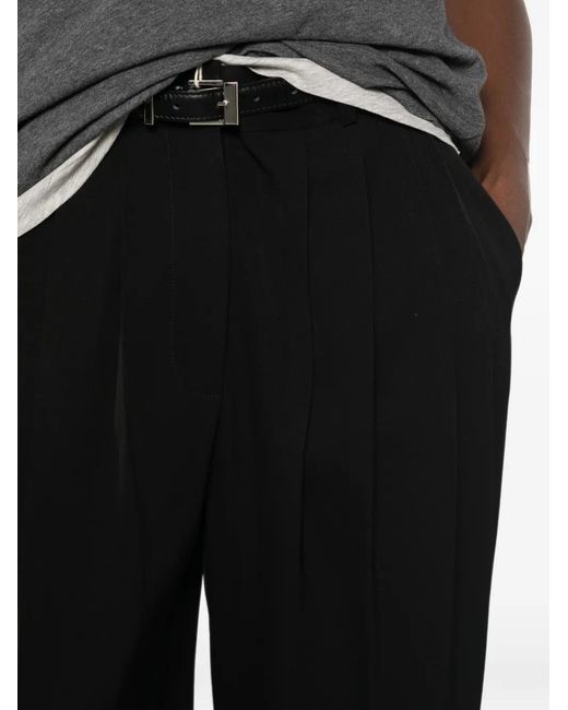 The Row Black Pleated Wide-Leg Trousers