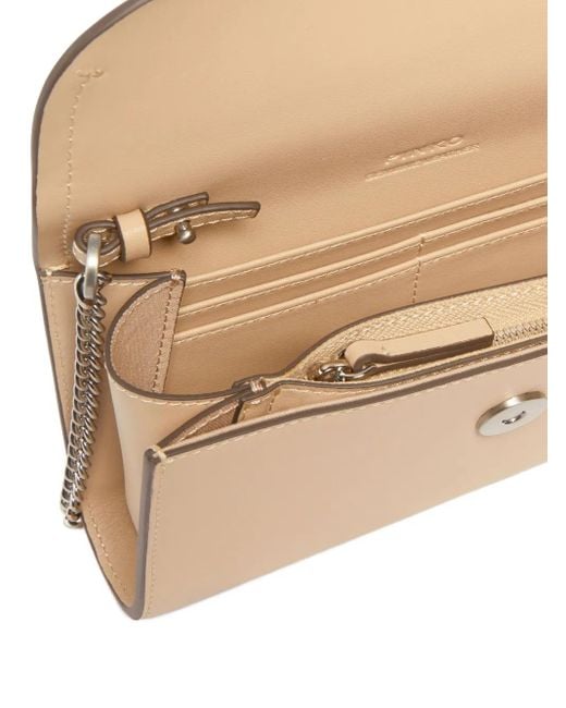 Pinko Natural Chain-Strap Leather Clutch