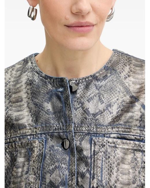 Guess Gray Snake-Print Buttoned Jacket