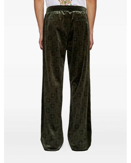 Givenchy Green 4G-Print Velvet Trousers for men