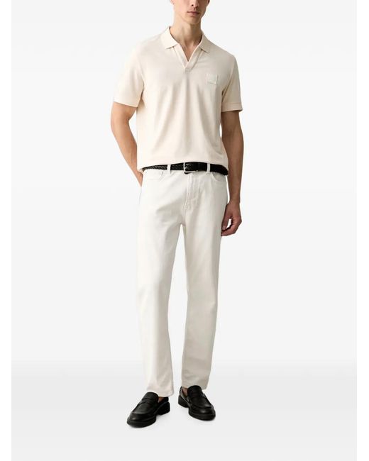Joop! White Logo-Patch V-Neck Shirt for men