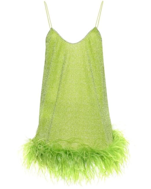 Oseree Green Lumiere Plumage Short Dress