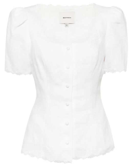 Reformation Anabella リネントップ White