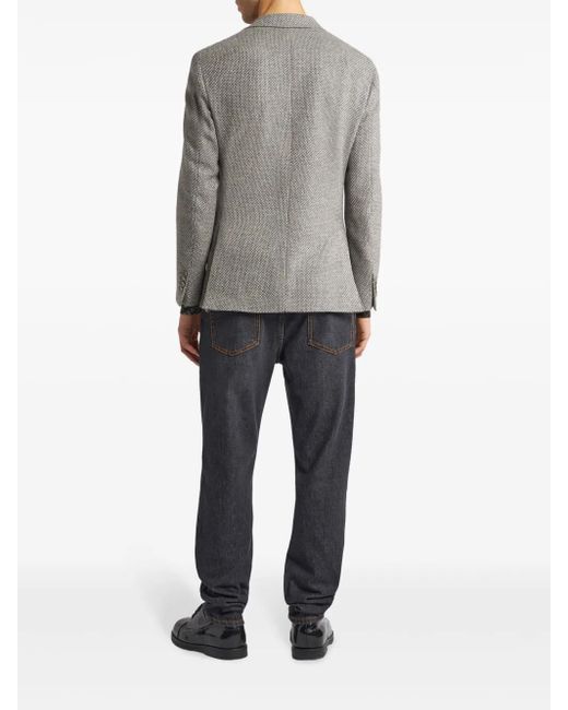 Etro Gray Single-Breasted Wool Blazer for men