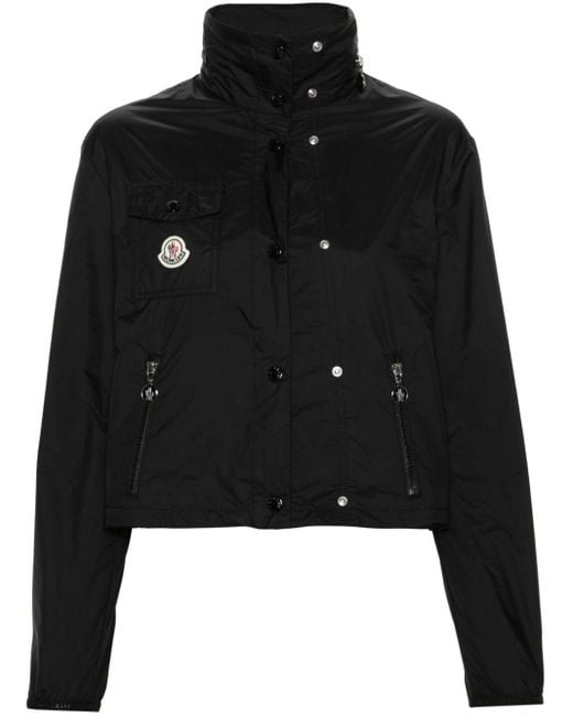 Moncler Black Leichte Jacke mit Logo-Applikation