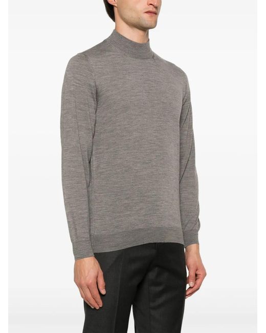 Fedeli Gray Derby Virgin Wool Sweater for men